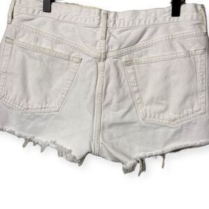 Agolde Parker Distressed White Raw Hem Denim Shorts 30